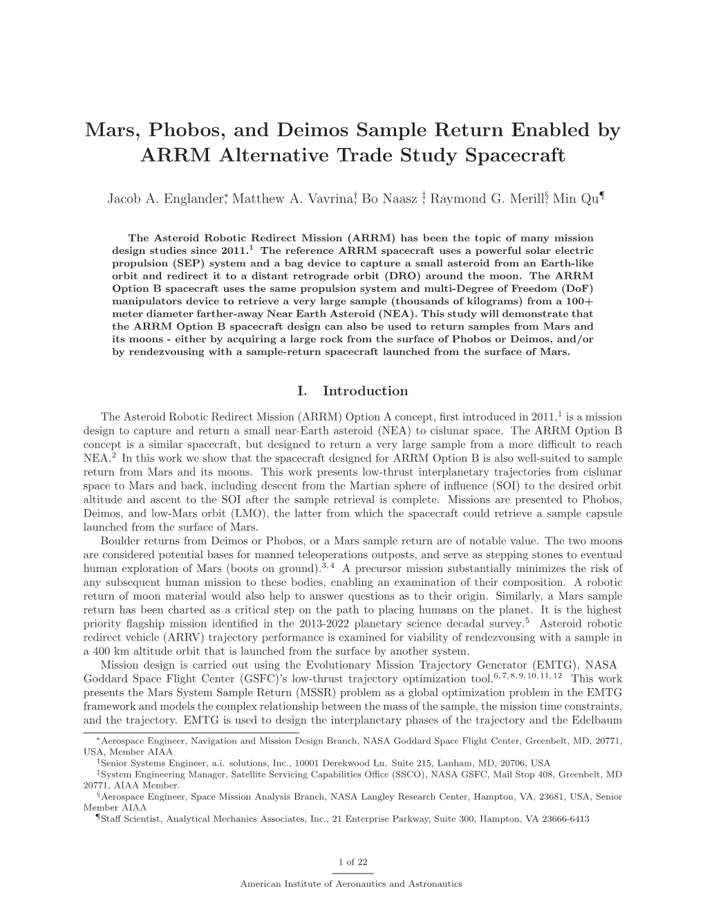 Mars, Phobos, and Deimos Sample Return Enabled by ARRM Alternative Trade Study Spacecraft