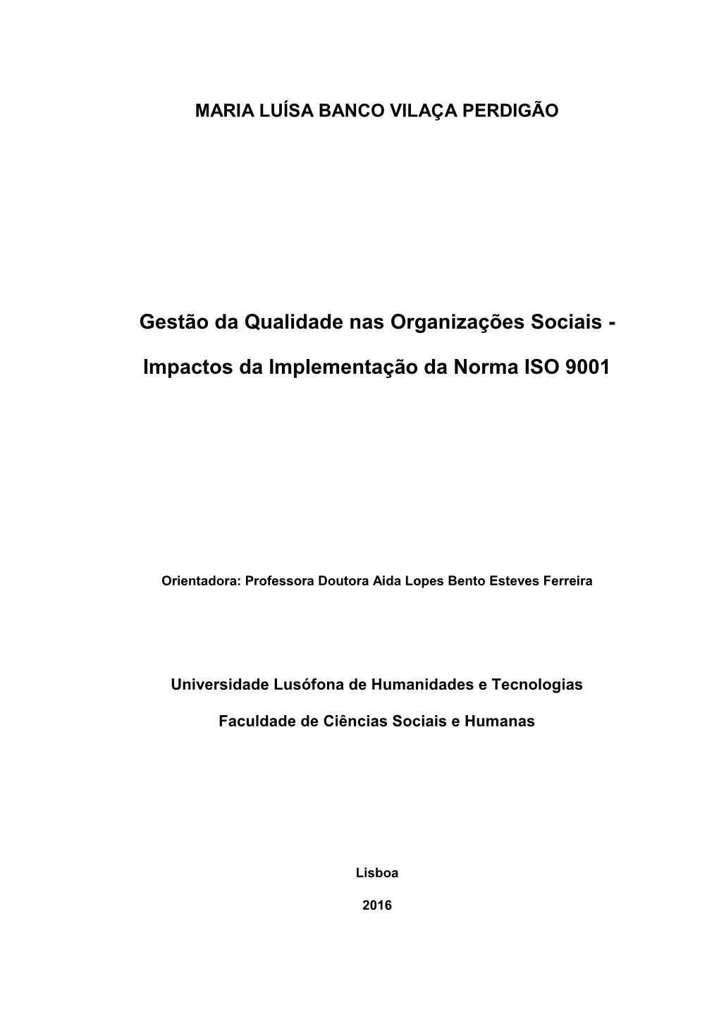 Gestão Da Qualidade Nas Organizações Sociais