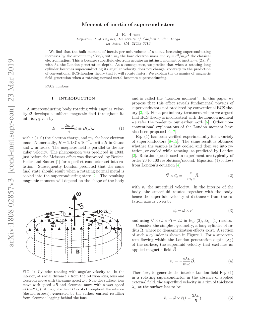 Moment of Inertia of Superconductors