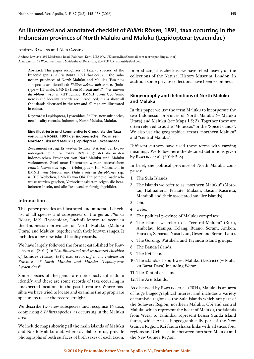 An Illustrated and Annotated Checklist of Philiris Röber, 1891, Taxa Occurring in the Indonesian Provinces of North Maluku and Maluku (Lepidoptera: Lycaenidae)