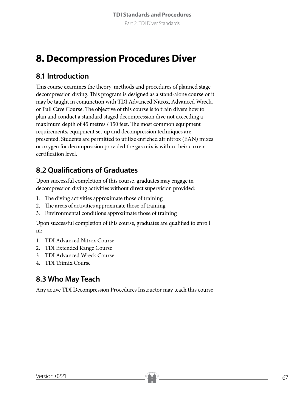 8. Decompression Procedures Diver