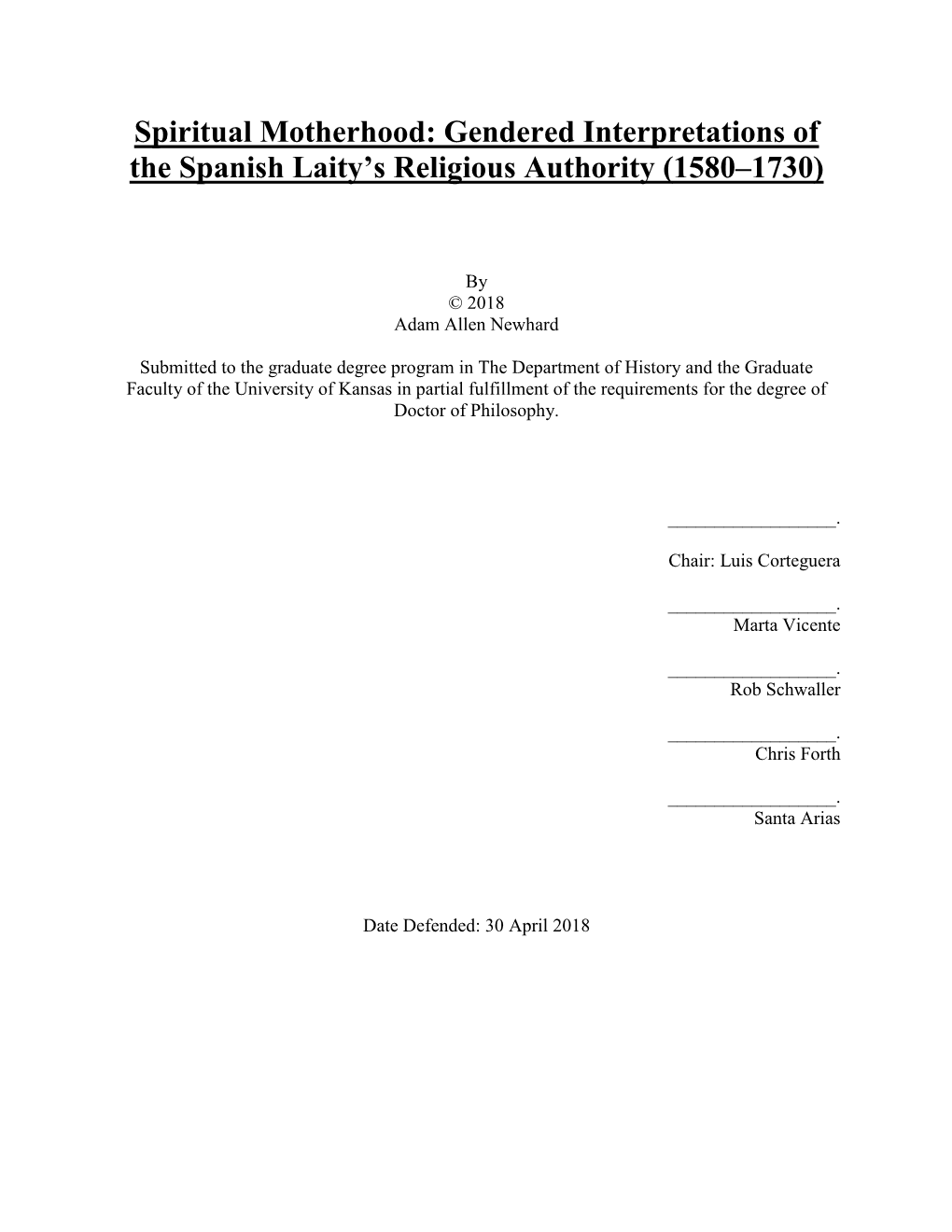 Gendered Interpretations of the Spanish Laity's