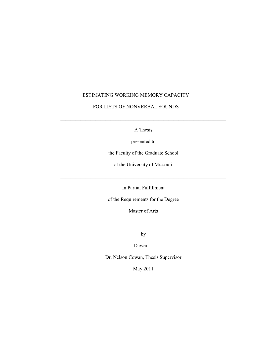 Estimating Working Memory Capacity for Lists of Nonverbal Sounds