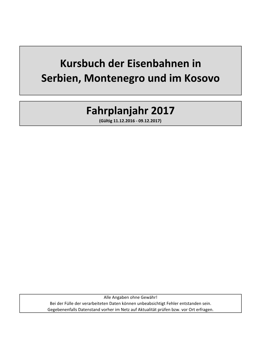 Kursbuch Serbien, Montenegro Und Kosovo