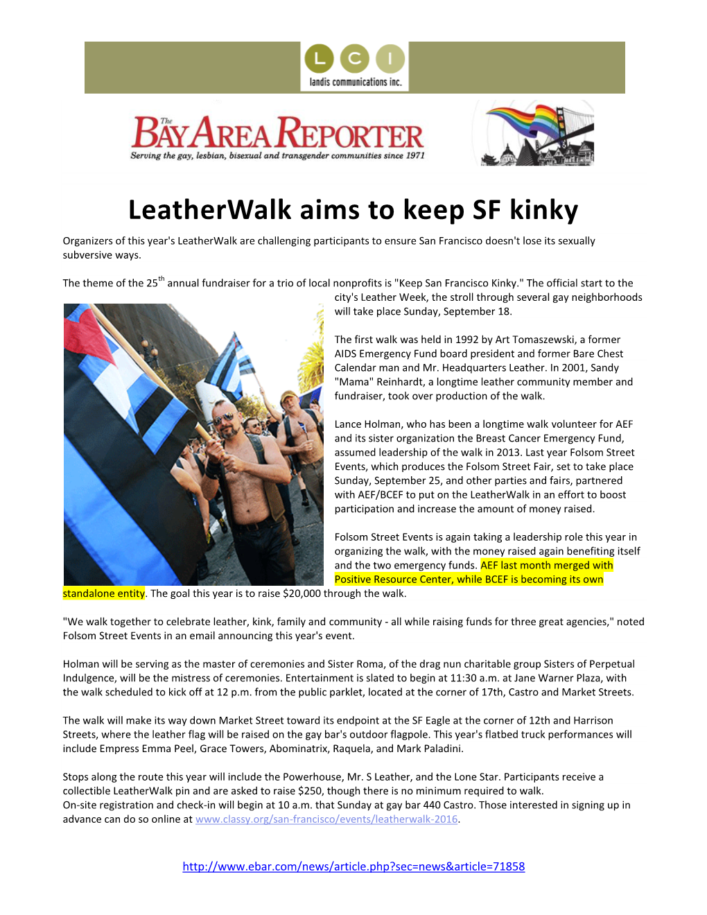 Leatherwalk Aims to Keep SF Kinky Organizers of This Year's Leatherwalk Are Challenging Participants to Ensure San Francisco Doesn't Lose Its Sexually Subversive Ways
