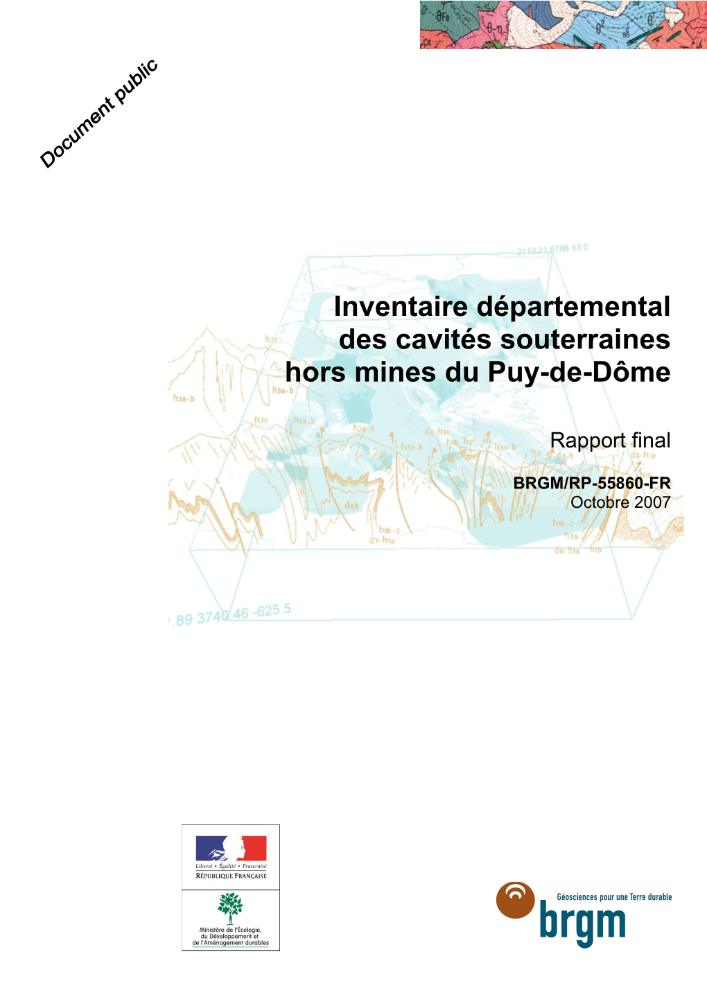 Inventaire Départemental Des Cavités Souterraines Hors Mines Du Puy-De-Dôme