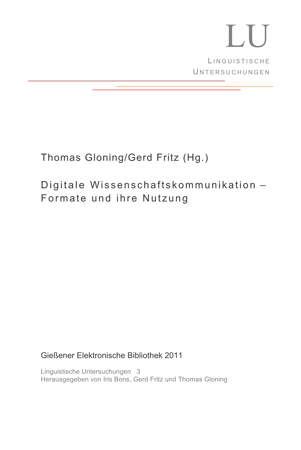 Digitale Wissenschaftskommunikation – Formate Und Ihre Nutzung