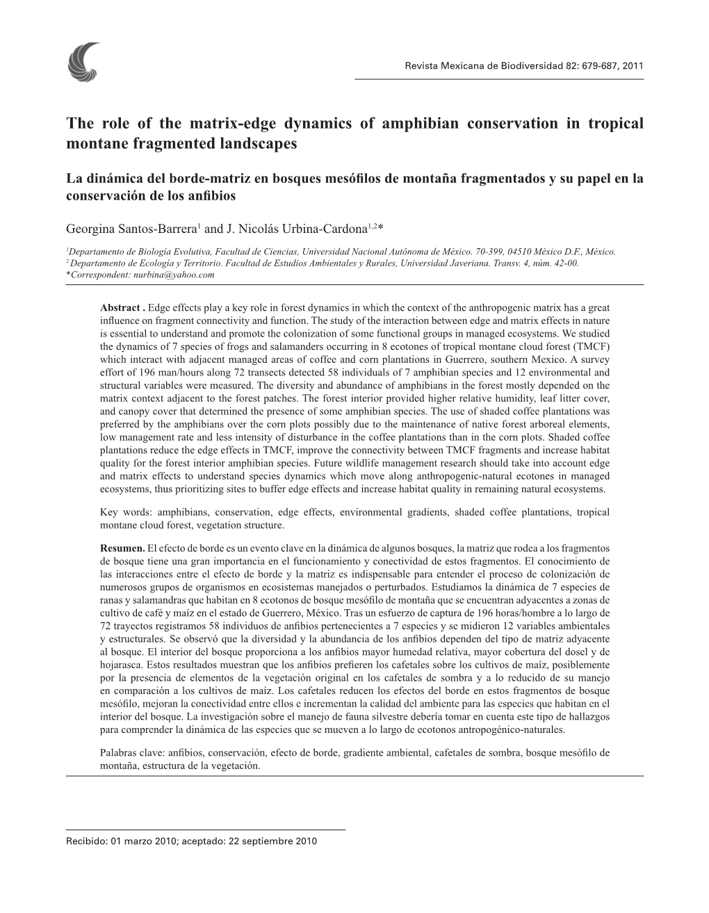 The Role of the Matrix-Edge Dynamics of Amphibian Conservation in Tropical Montane Fragmented Landscapes