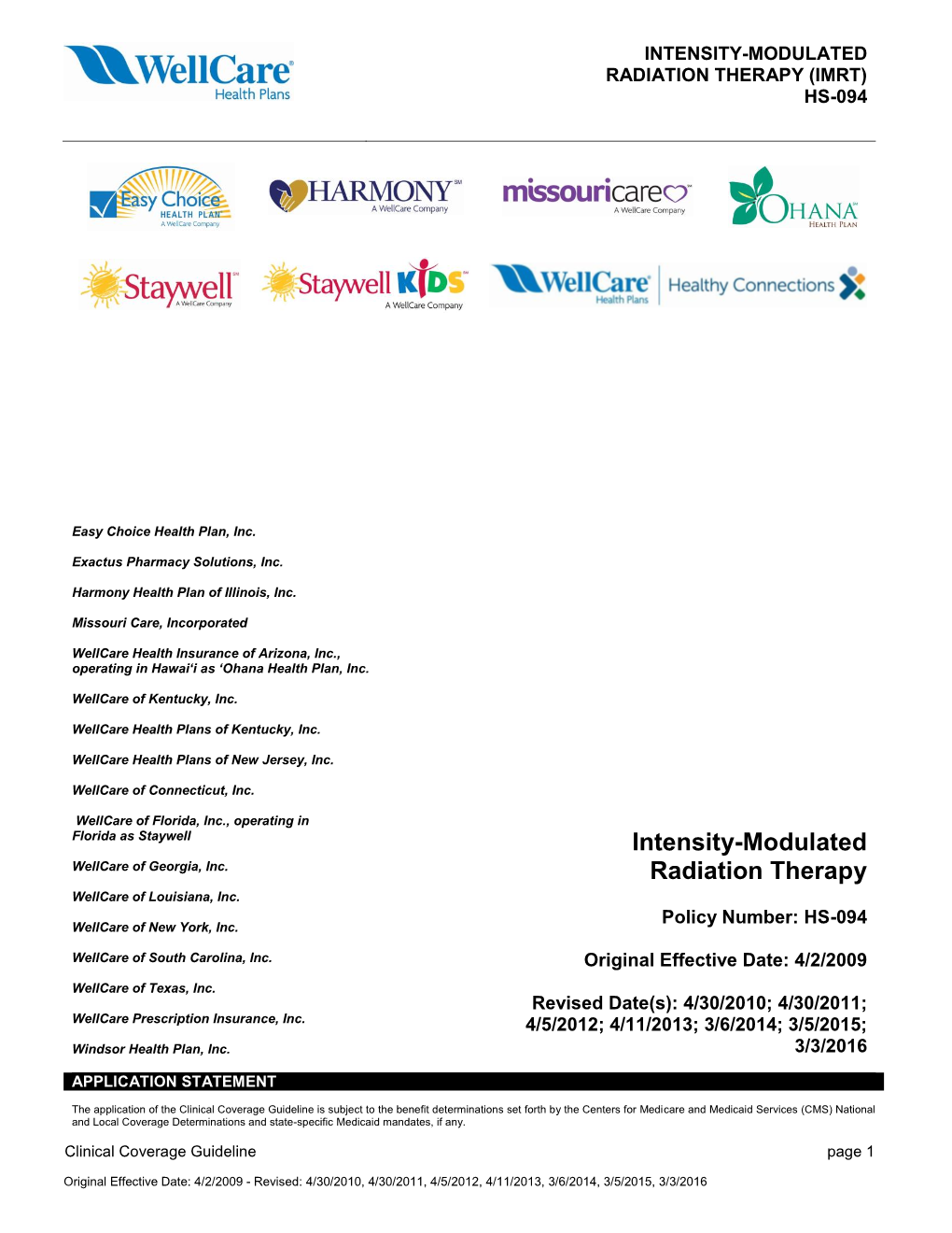 Intensity-Modulated Radiation Therapy (Imrt) Hs-094