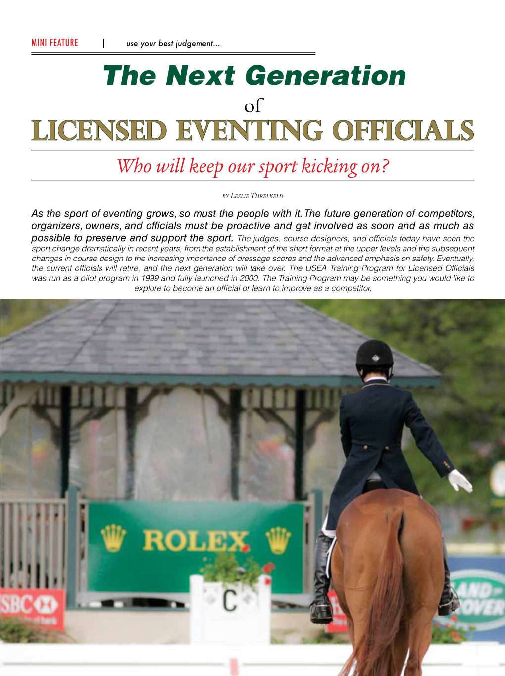 The Next Generation LICENSED EVENTING OFFICIALS