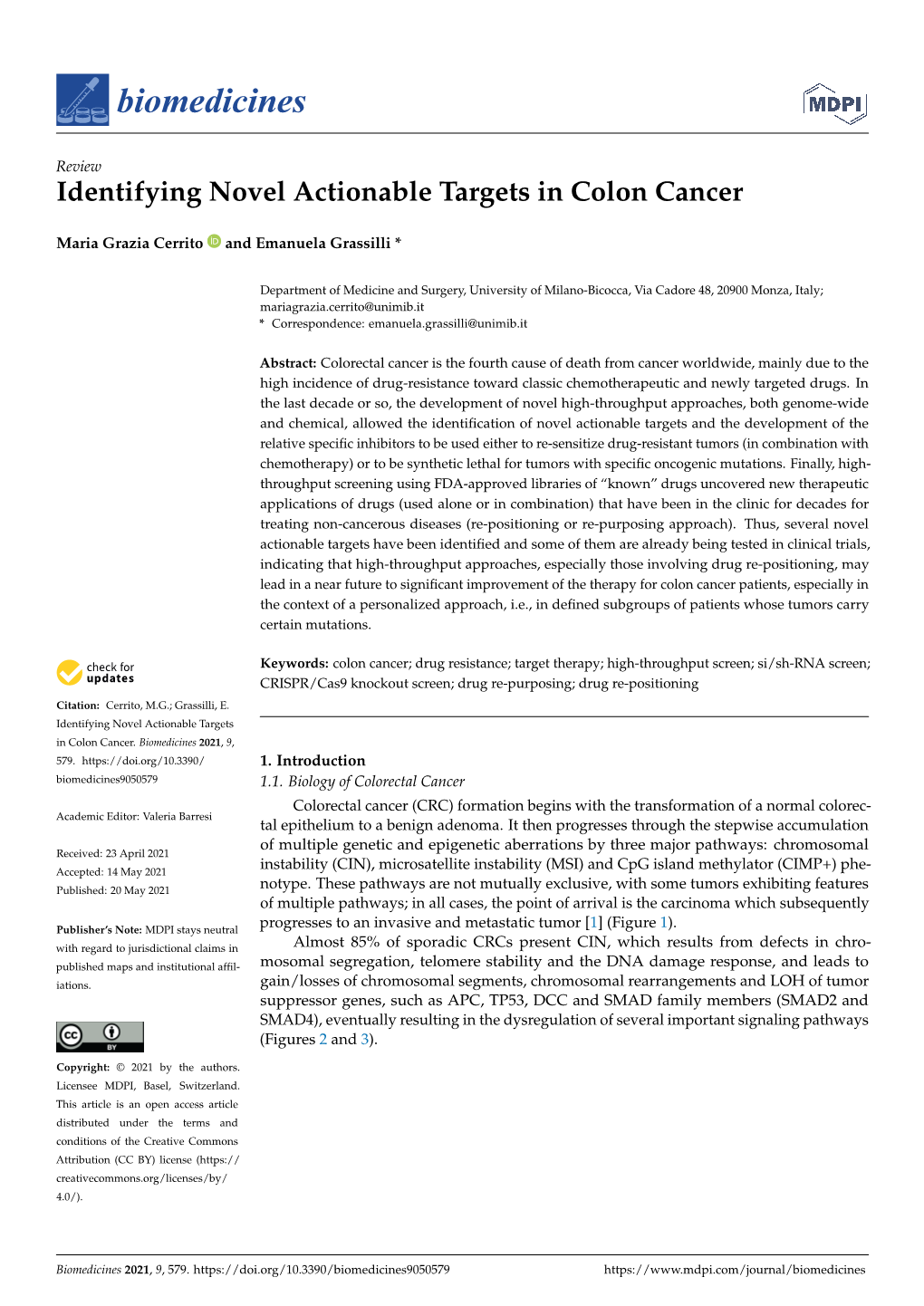 Identifying Novel Actionable Targets in Colon Cancer