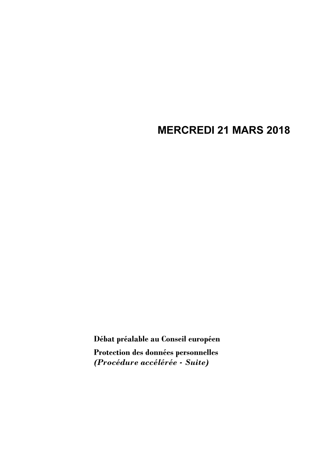 Mercredi 21 Mars 2018