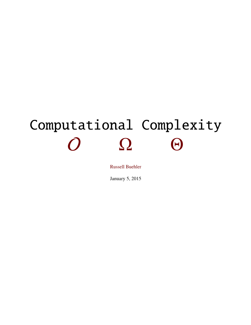 Algorithms & Computational Complexity
