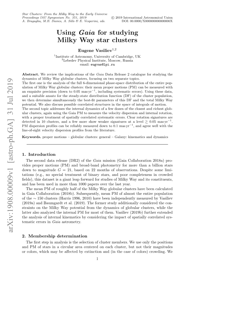 Arxiv:1908.00009V1 [Astro-Ph.GA] 31 Jul 2019 2