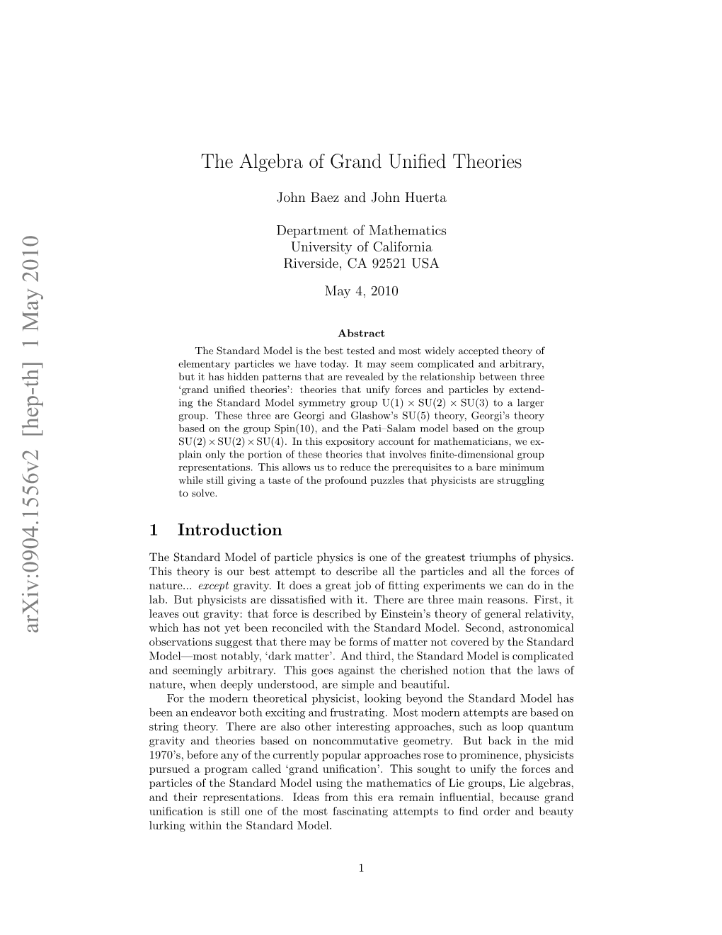 The Algebra of Grand Unified Theories