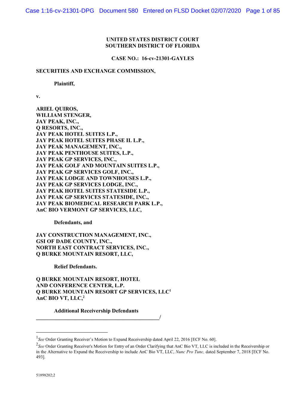 Case 1:16-Cv-21301-DPG Document 580 Entered on FLSD Docket 02/07/2020 Page 1 of 85