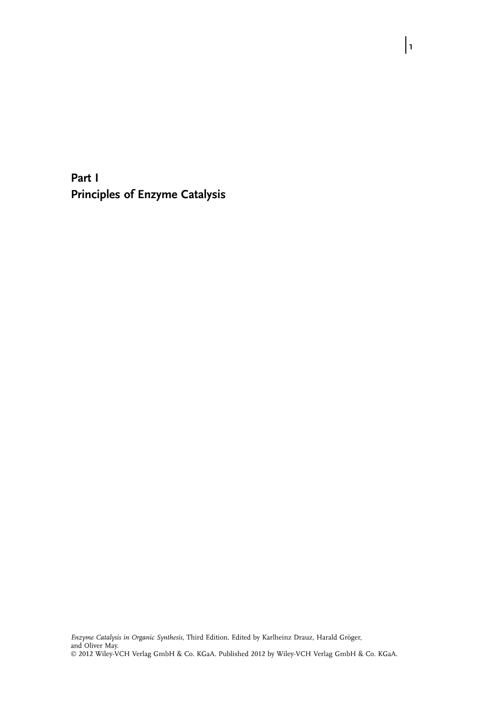 Part I Principles of Enzyme Catalysis