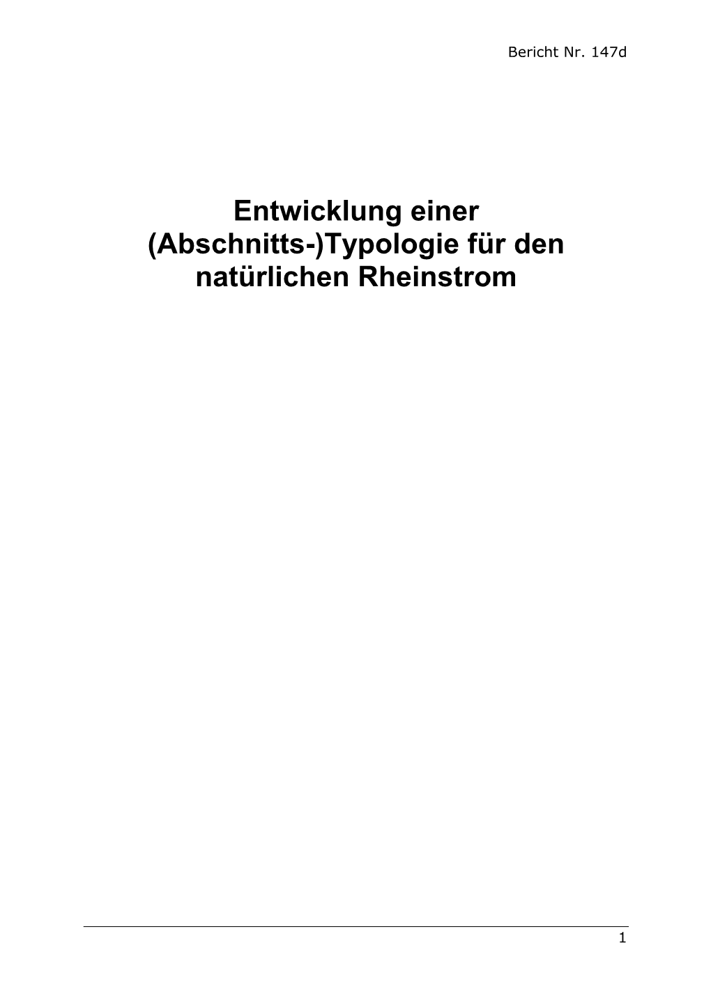 Typologie Für Den Natürlichen Rheinstrom