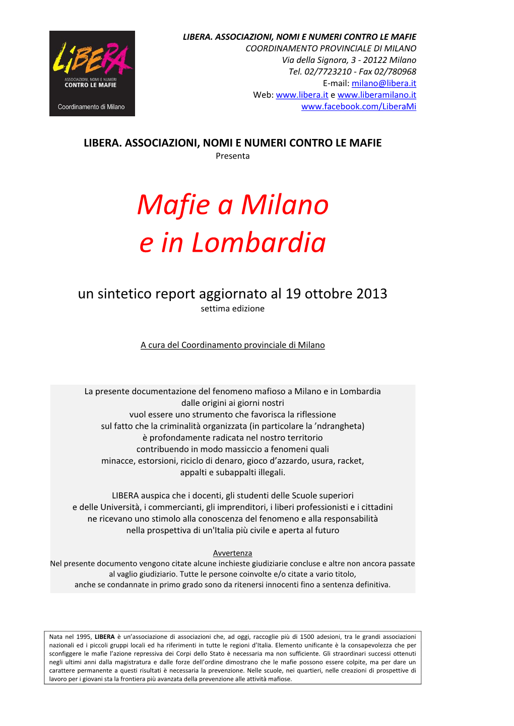 Mafie a Milano E in Lombardia