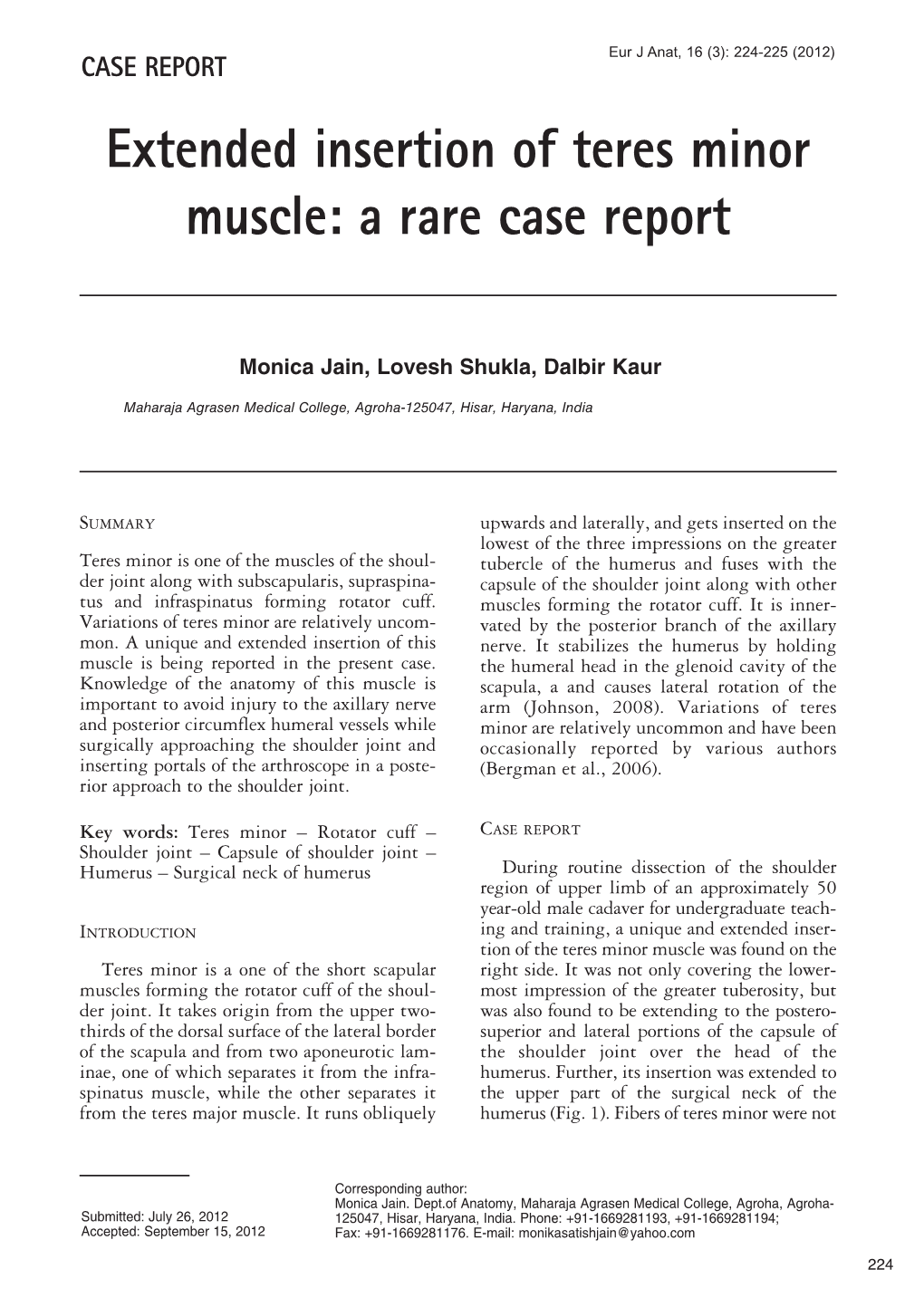 Extended Insertion of Teres Minor Muscle: a Rare Case Report