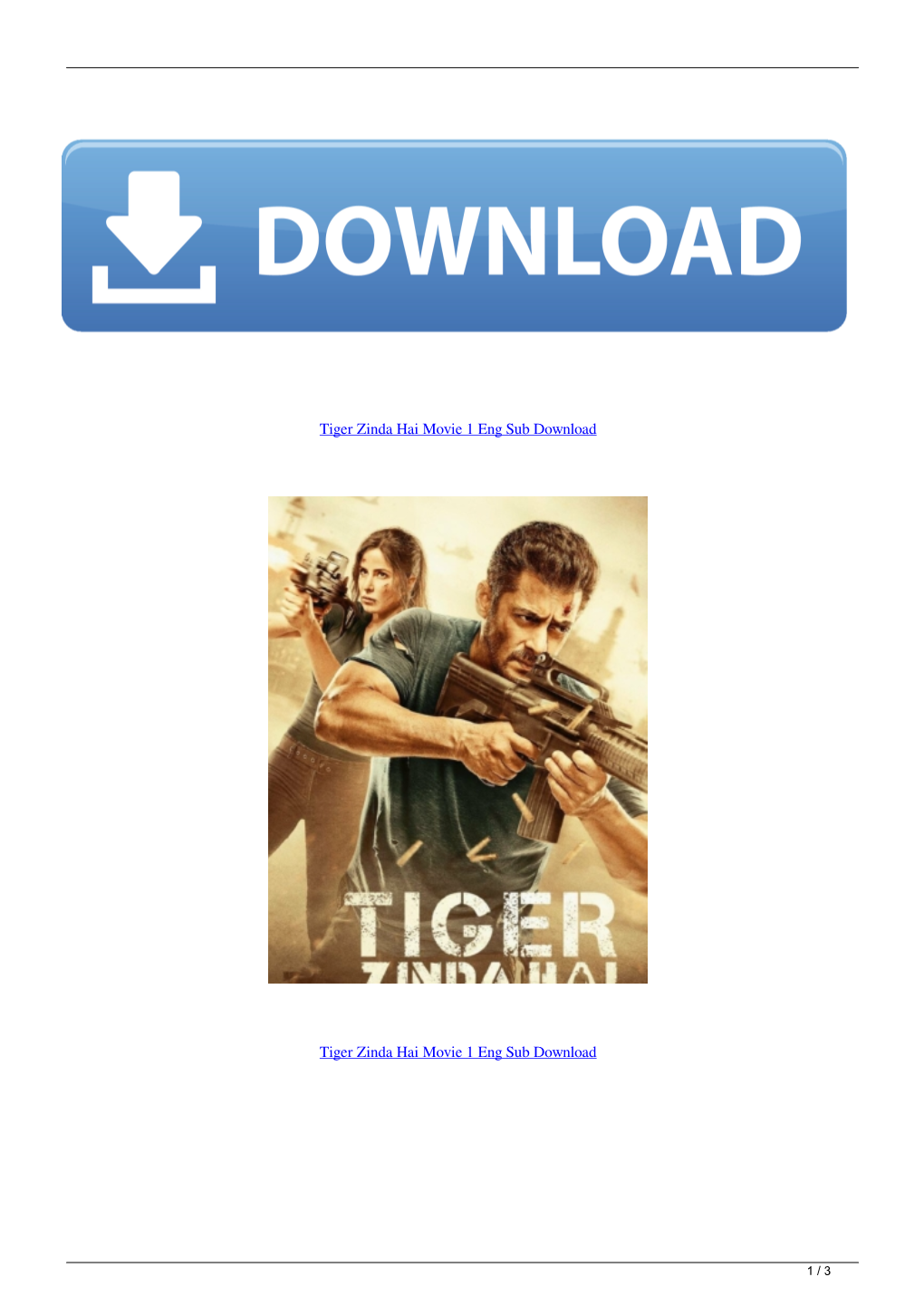 Tiger Zinda Hai Movie 1 Eng Sub Download