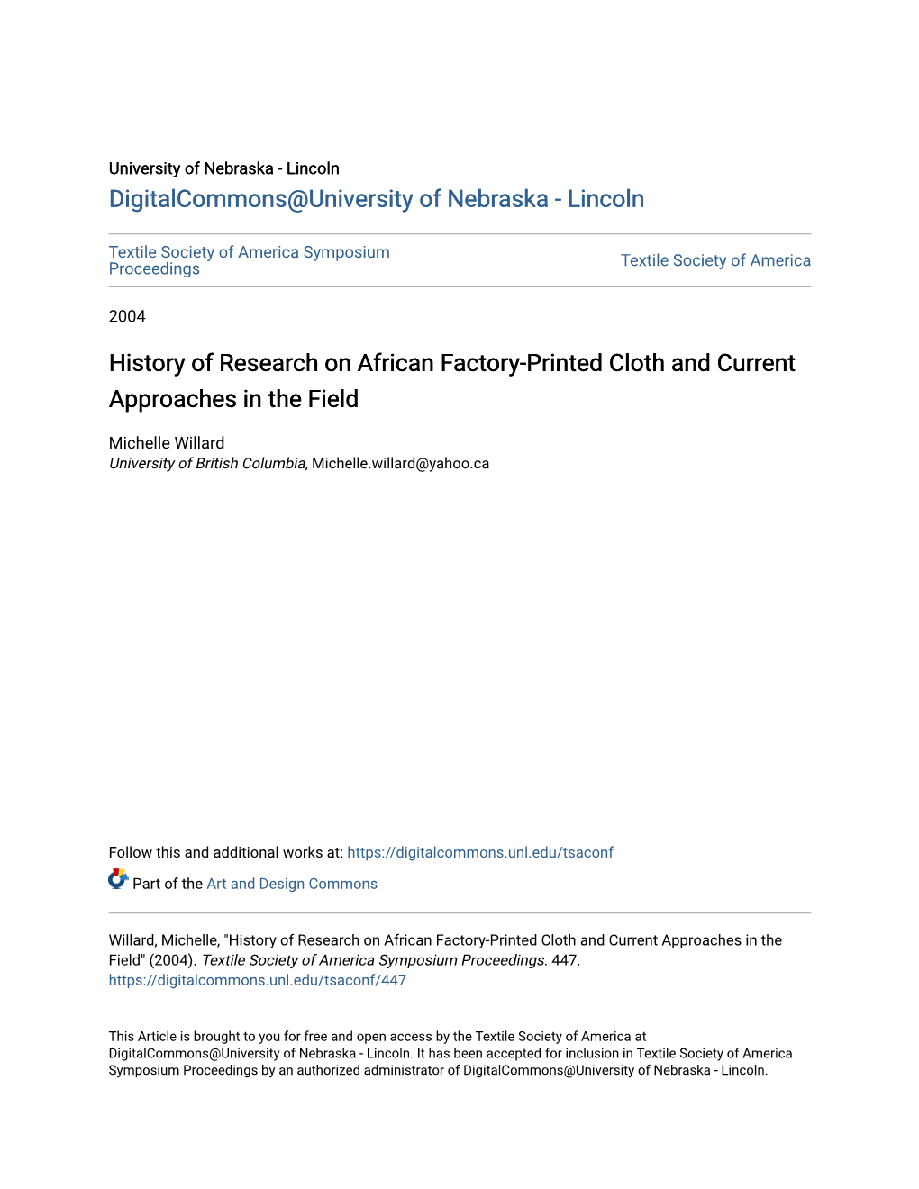 History of Research on African Factory-Printed Cloth and Current Approaches in the Field