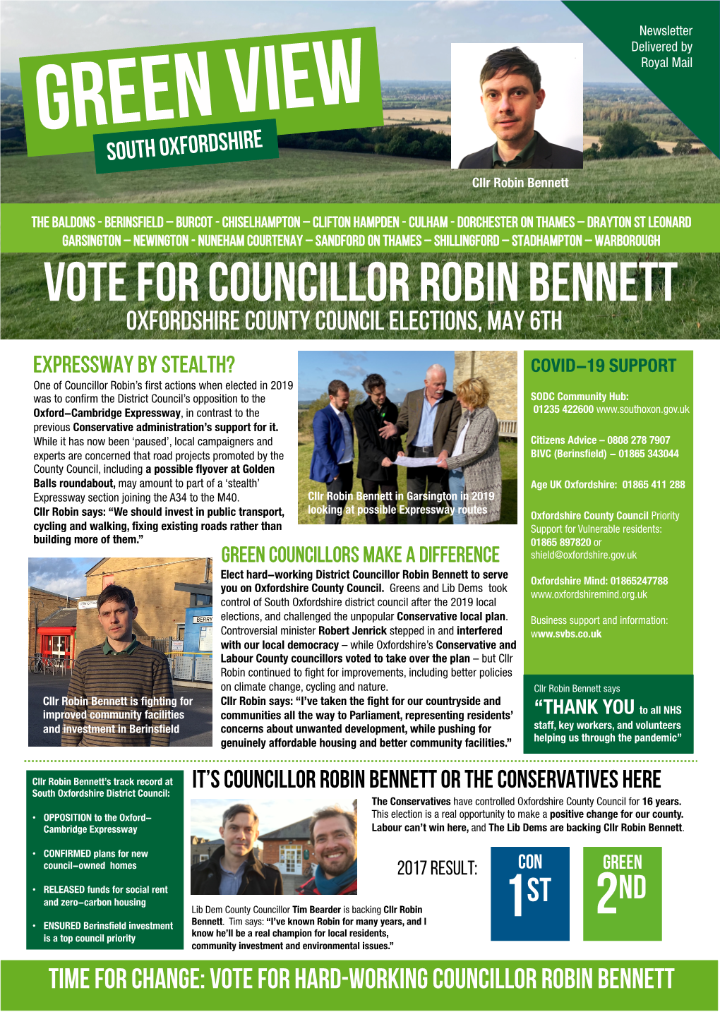 VOTE for COUNCILLOR ROBIN BENNETT Oxfordshire County Council Elections, May 6Th