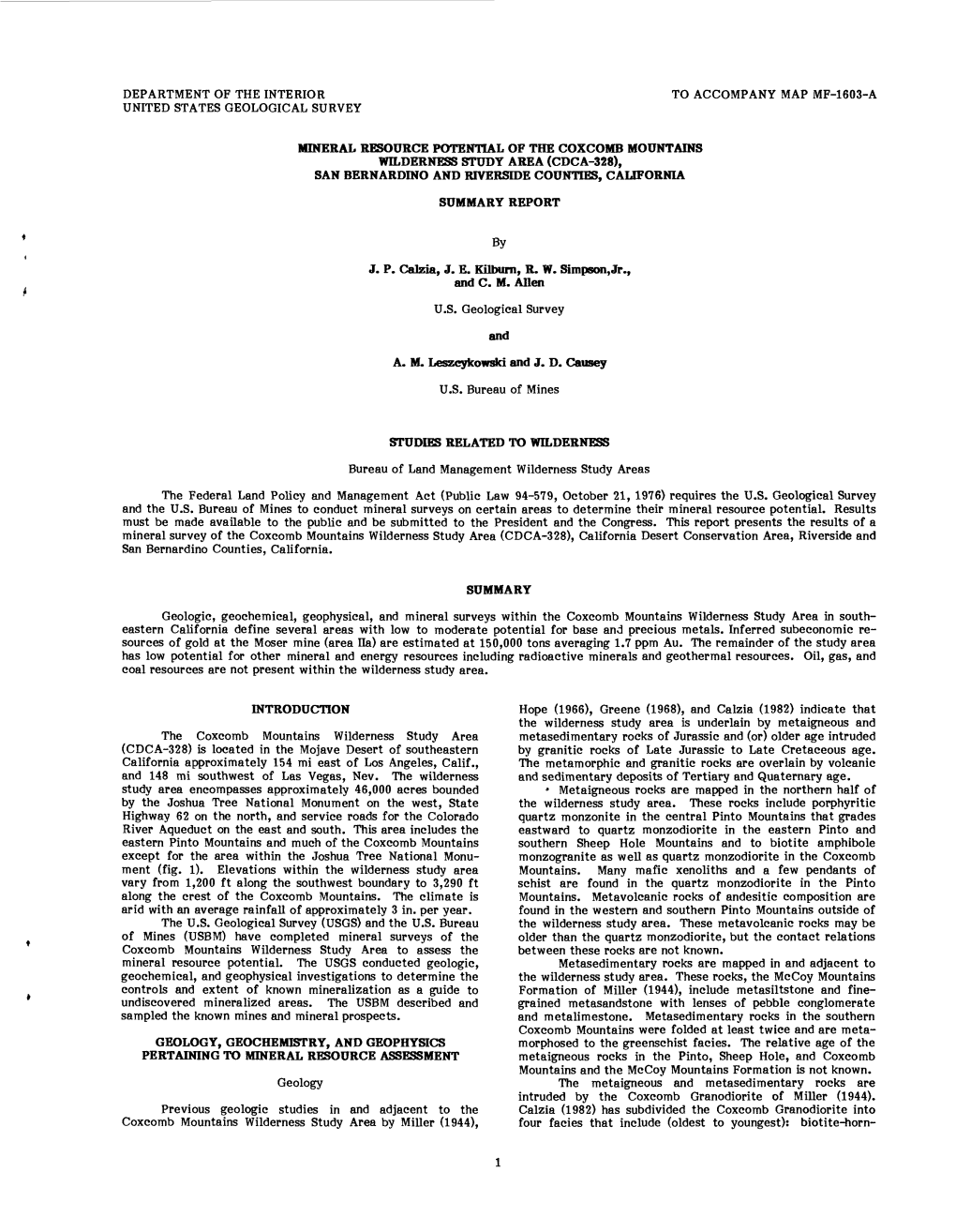 U.S. Geological Survey and A. M. Leszcykowski and J. D. Causey U.S