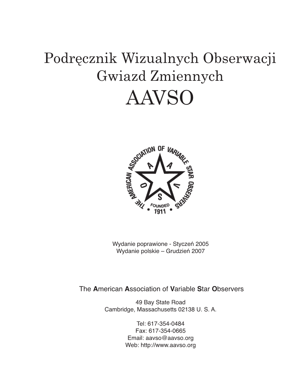 Podręcznik Wizualnych Obserwacji Gwiazd Zmiennych AAVSO