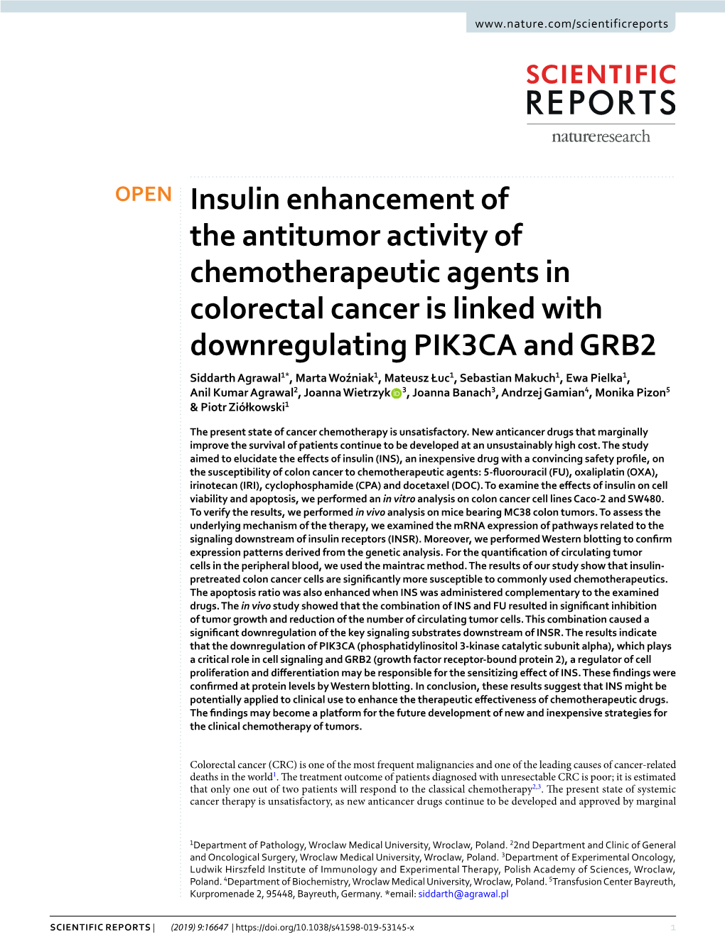 Insulin Enhancement of the Antitumor Activity of Chemotherapeutic Agents