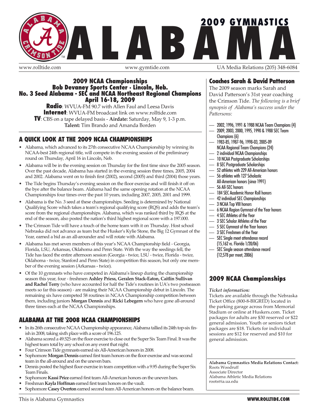 ALABAMA UA Media Relations (205) 348-6084