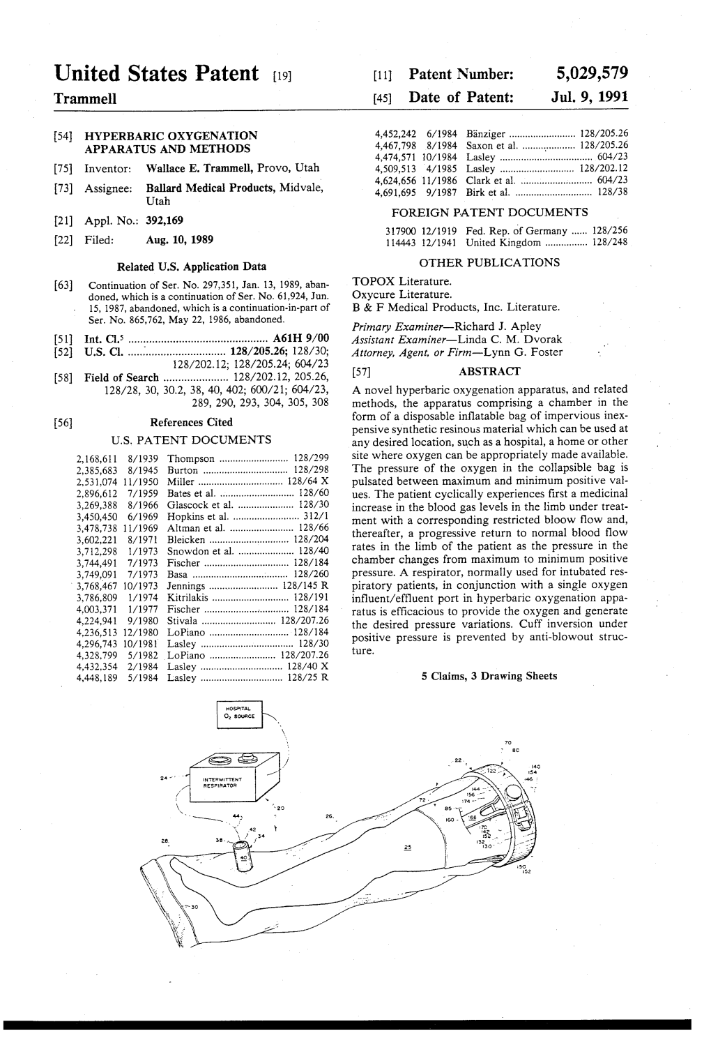 United States Patent (19) 11 Patent Number: 5,029,579 Trammell (45) Date of Patent: Jul