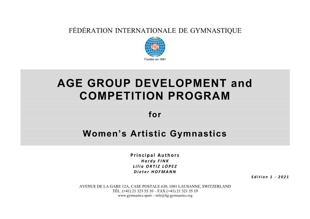 AGE GROUP DEVELOPMENT and COMPETITION PROGRAM
