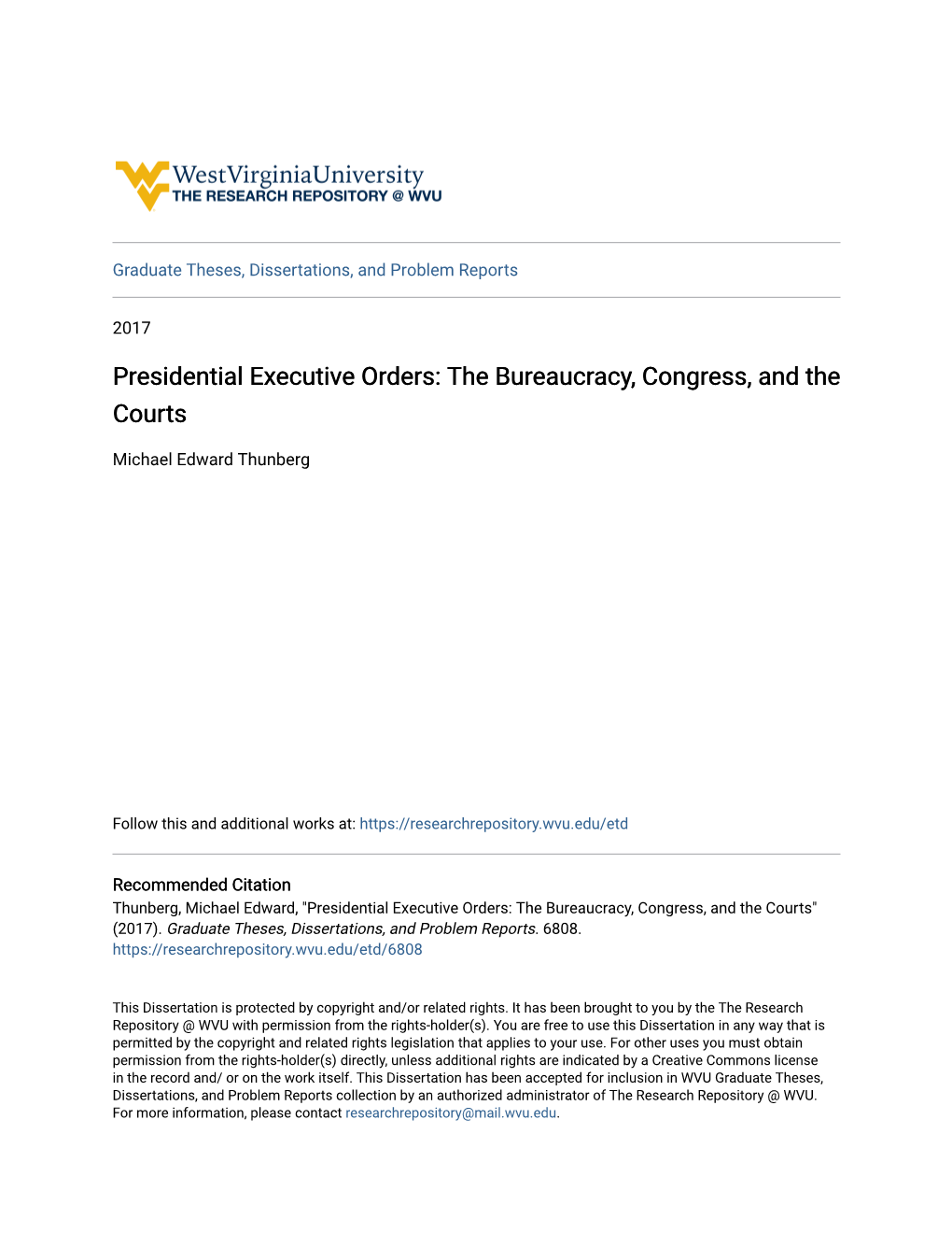 Presidential Executive Orders: the Bureaucracy, Congress, and the Courts