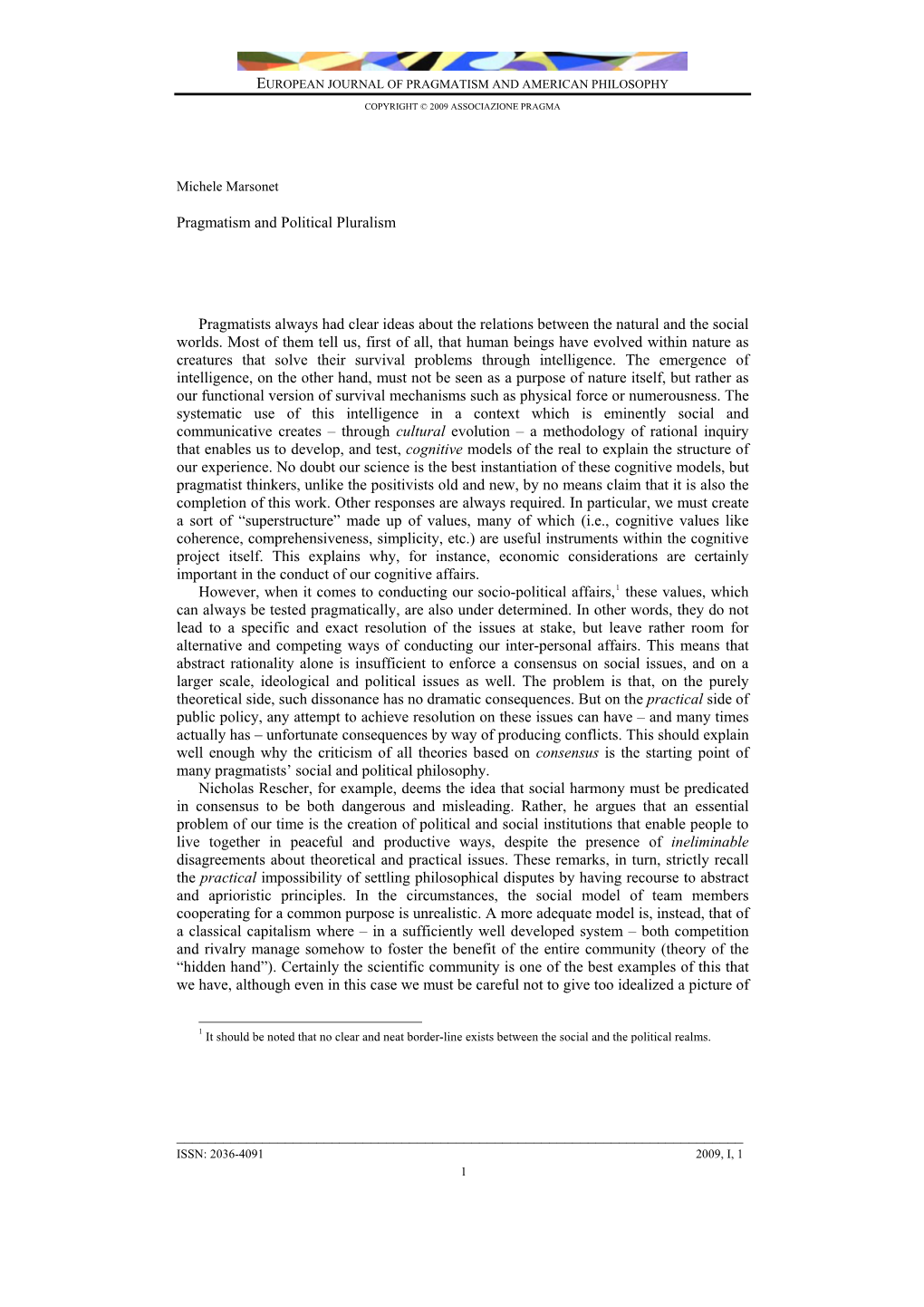Pragmatism and Political Pluralism