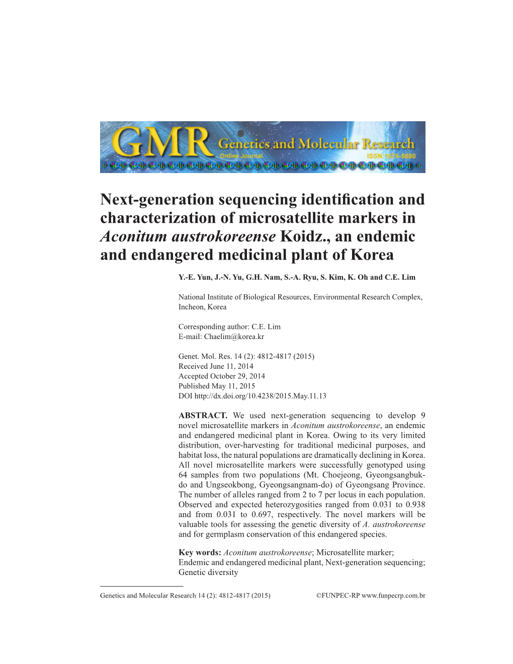 Next-Generation Sequencing Identification and Characterization