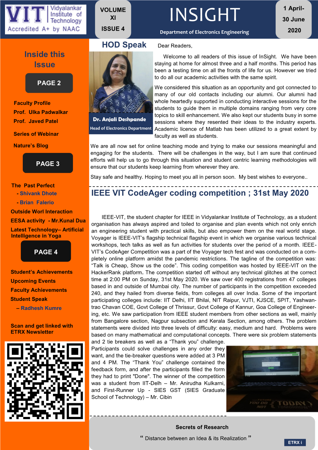 INSIGHT 30 June ISSUE 4 Department of Electronics Engineering 2020