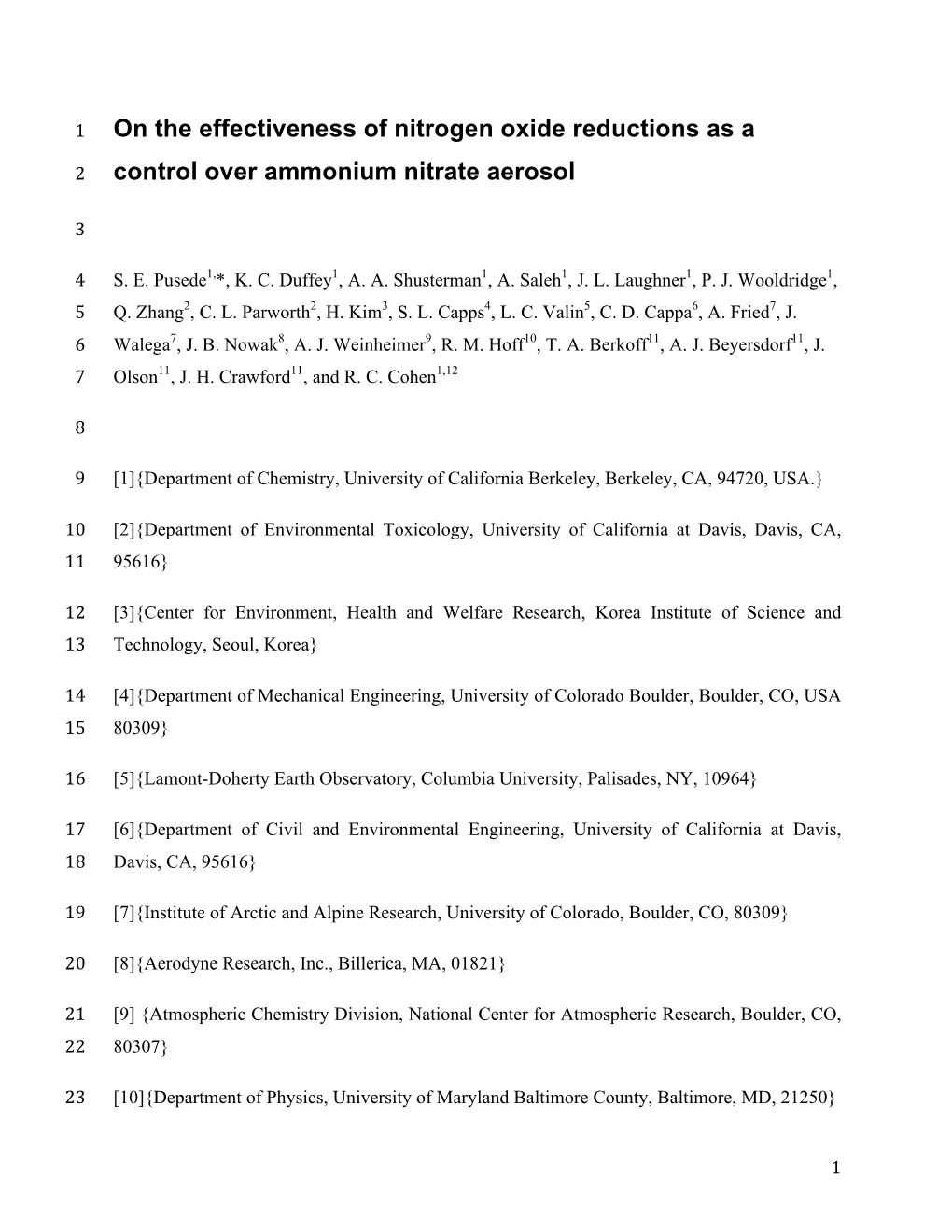 Control Over Ammonium Nitrate Aerosol