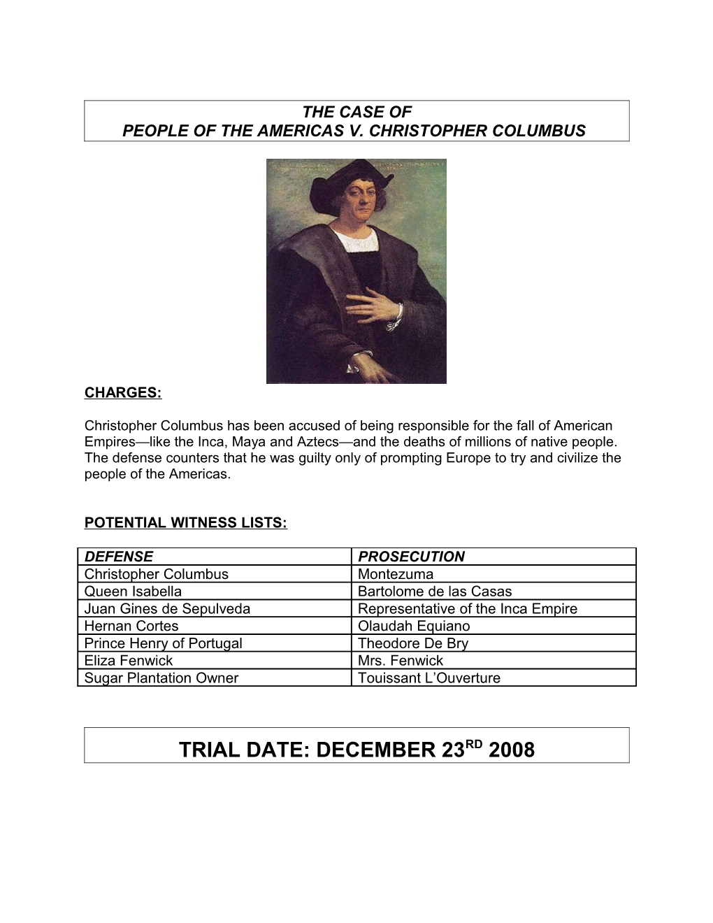 People of the Americas V. Christopher Columbus