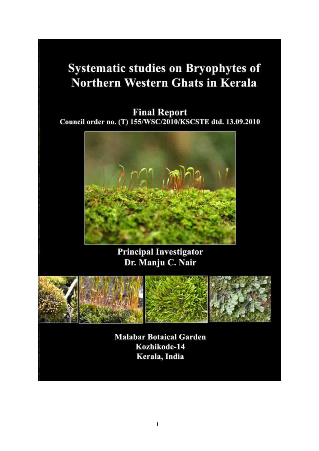 Systematic Studies on Bryophytes of Northern Western Ghats in Kerala”