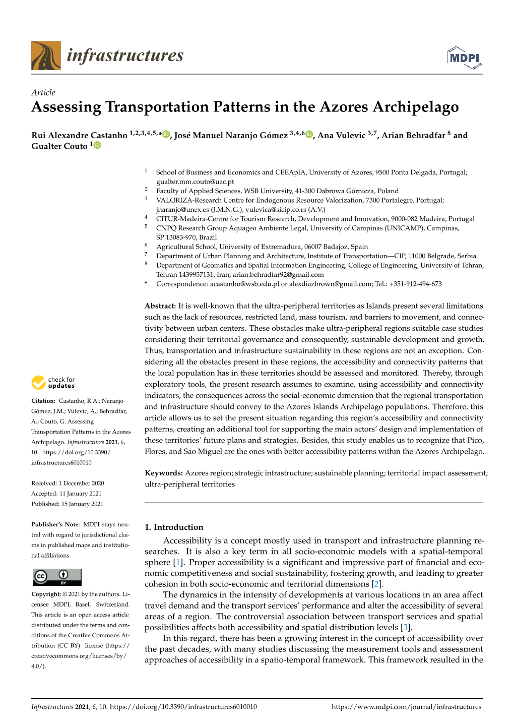 Assessing Transportation Patterns in the Azores Archipelago