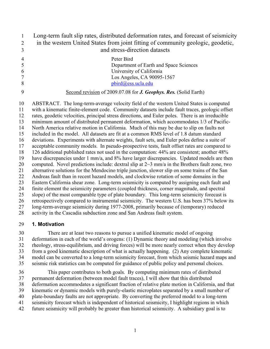 Long-Term Fault Slip Rates, Distributed Deformation Rates, and Forecast Of