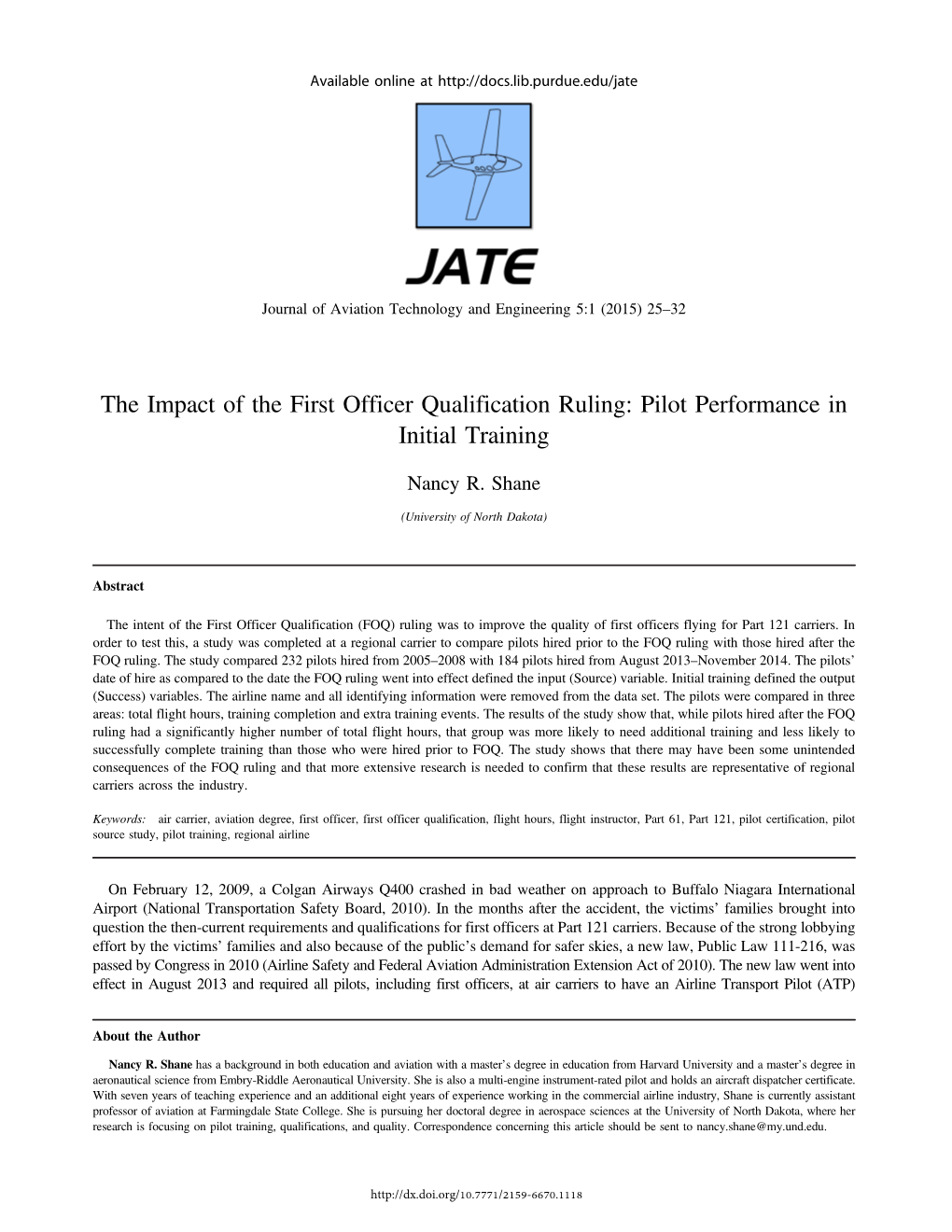 The Impact of the First Officer Qualification Ruling: Pilot Performance in Initial Training