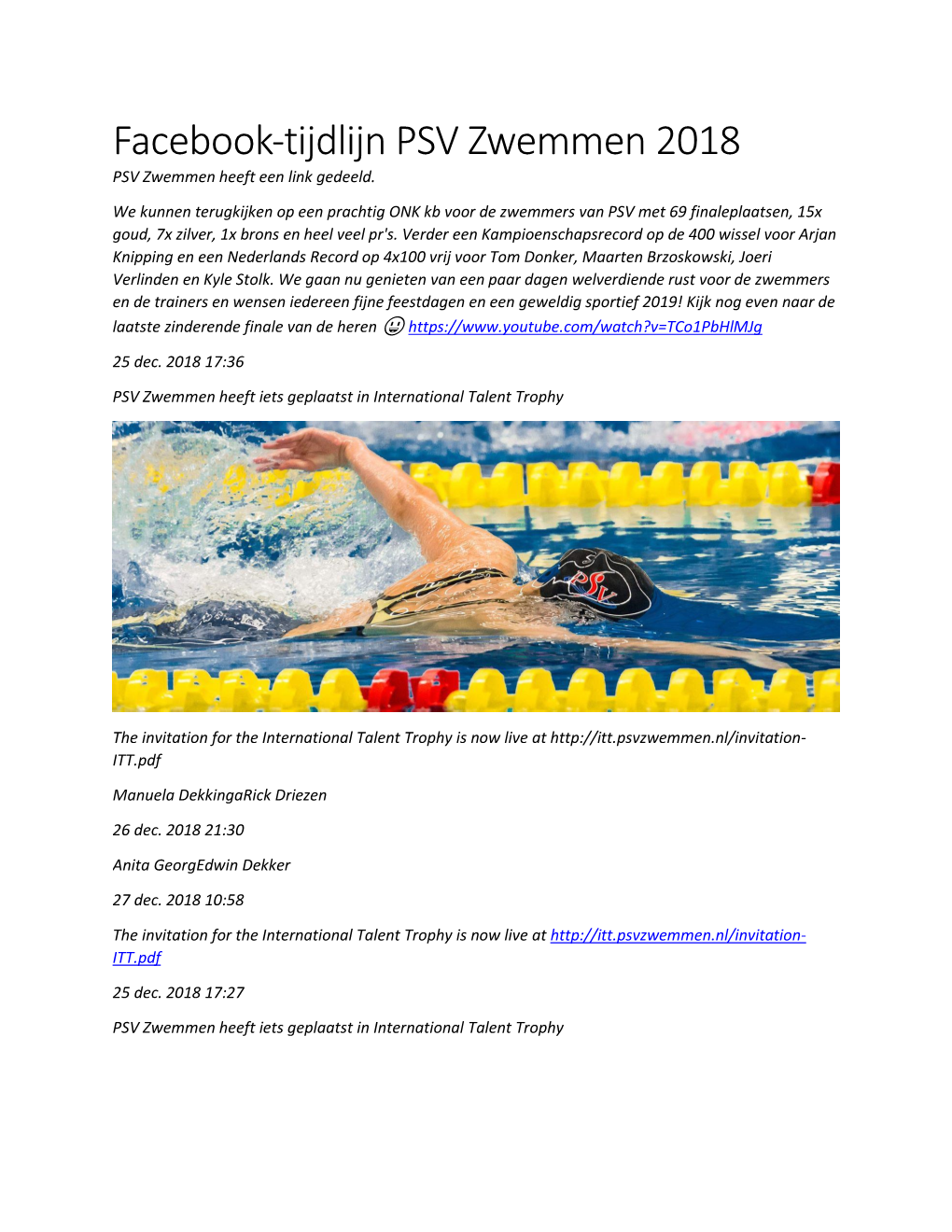 Facebook-Tijdlijn PSV Zwemmen 2018 PSV Zwemmen Heeft Een Link Gedeeld