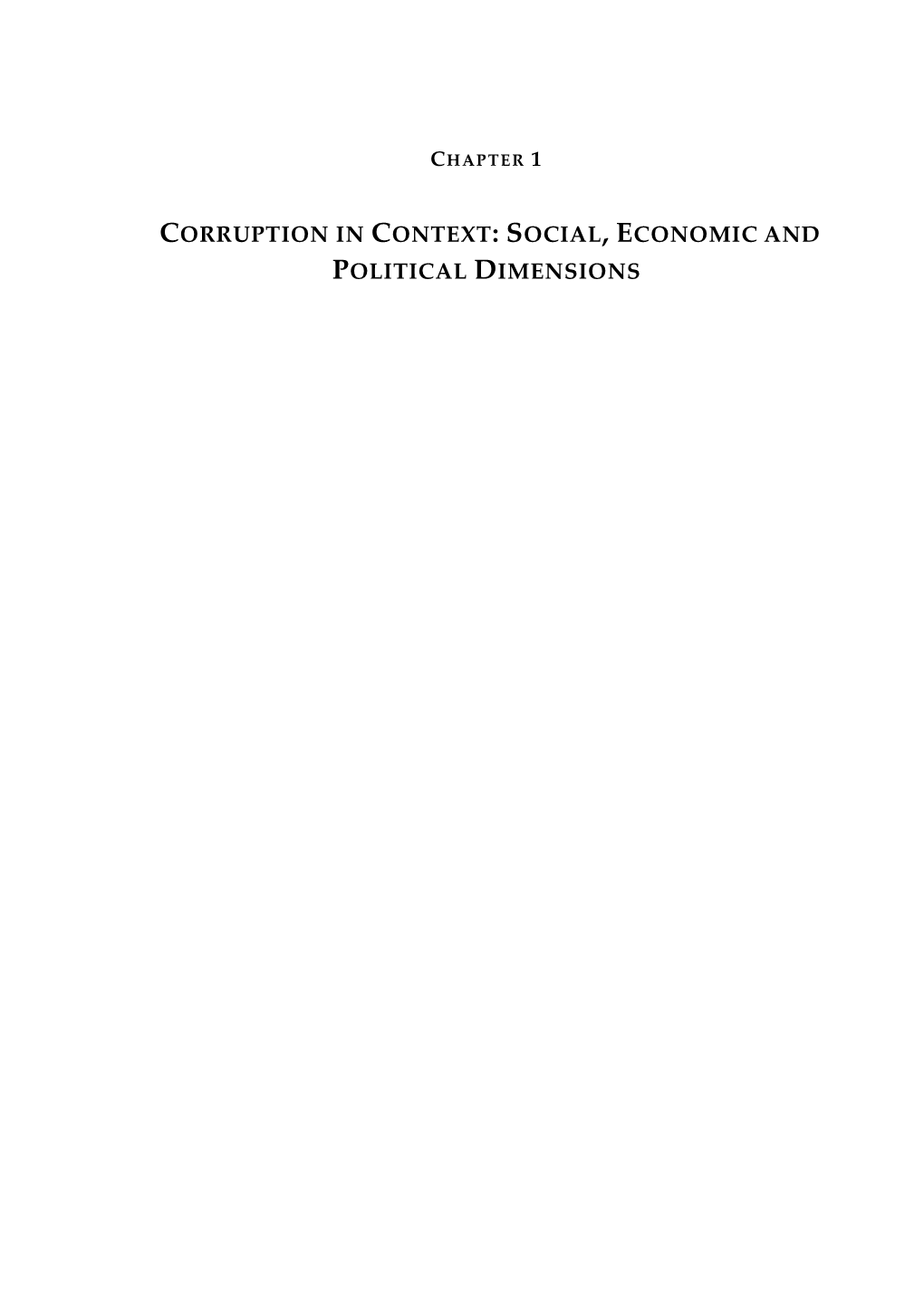 Corruption in Context: Social, Economic and Political Dimensions