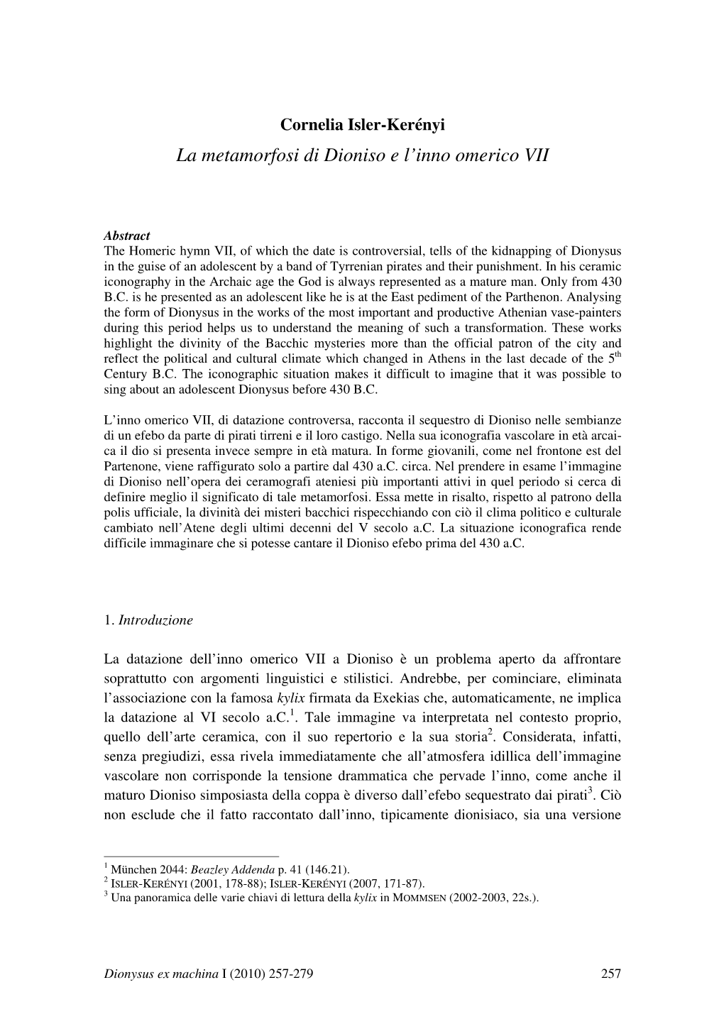 La Metamorfosi Di Dioniso E L'inno Omerico