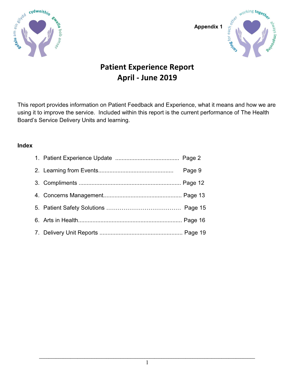 Patient Experience Report April - June 2019