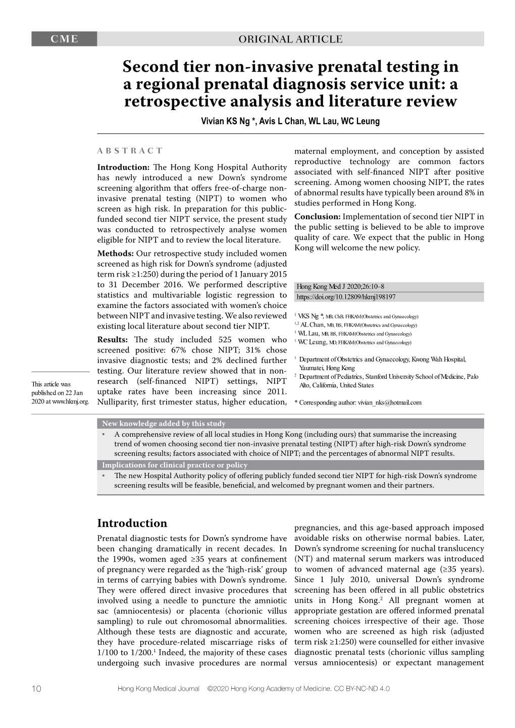 Second Tier Non-Invasive Prenatal Testing in a Regional