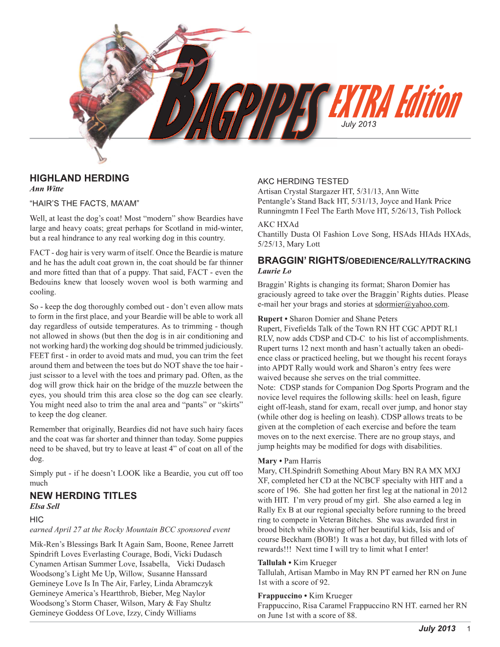 EXTRA Edition BAGPIPES July 2013