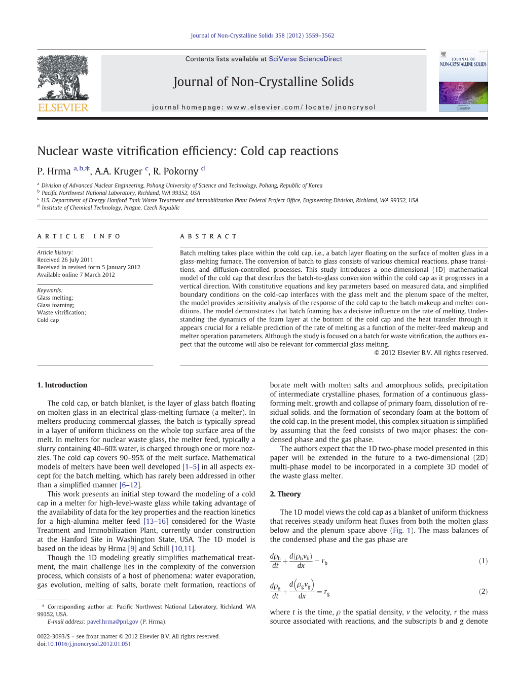 Nuclear Waste Vitrification Efficiency: Cold Cap Reactions